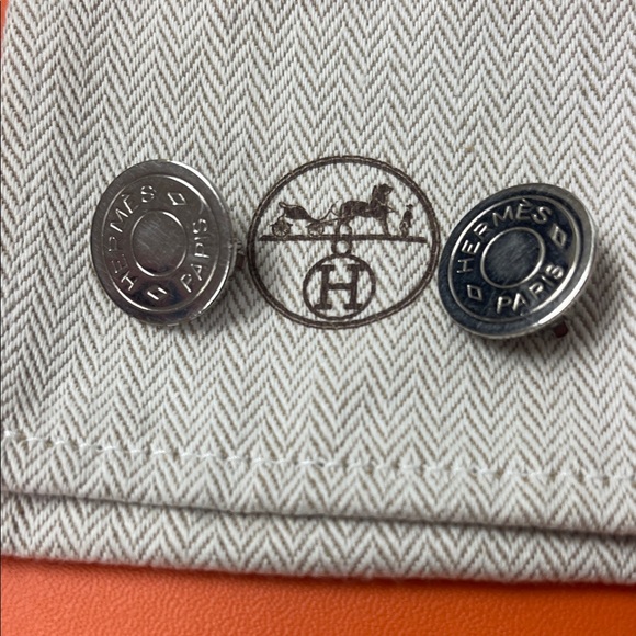 Hermes Silver Round Earrings - Picture 1 of 6